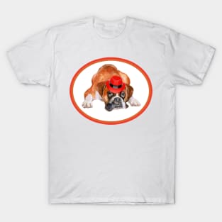 Funny Boxer in Red Hat! Especially for Boxer dog owners! T-Shirt